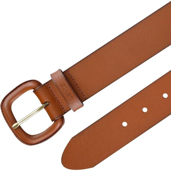 Women's Tan Imported Casual Wrapped Buckle Leather Belt For Jeans Dresses - Picture 5 of 7